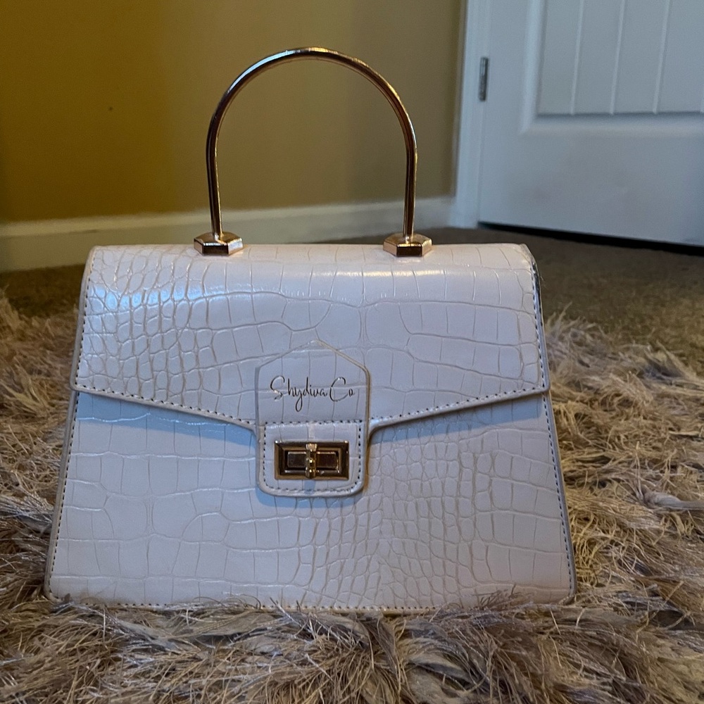 White/ cream print handbag